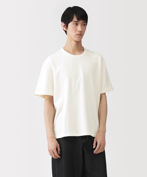 無地Tシャツ専門 MUJI出品 MUJI Labo〕紳士 昔ながらの製法で編み立てたミニ裏毛クルーネック半袖