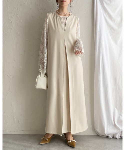 ヴィンテージ レース ヴィンテージ ブラウス 花柄 スカラップ She's Closet ブラウス シャツ 長袖 シースルー/シアー スカラップ