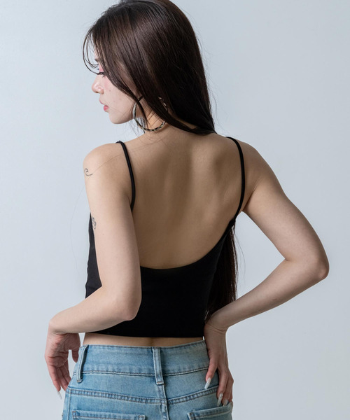 ANAP（アナップ）の「カップ付 クロップド バックオープン キャミソール（キャミソール・レディース・グレー/ブラック/ホワイト・F）」の12枚目の写真