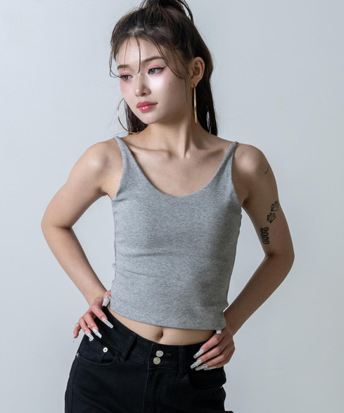 ANAP（アナップ）の「カップ付 クロップド バックオープン キャミソール（キャミソール・レディース・グレー/ブラック/ホワイト・F）」の15枚目の写真
