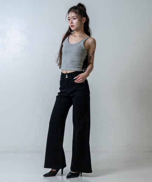 ANAP（アナップ）の「カップ付 クロップド バックオープン キャミソール（キャミソール・レディース・グレー/ブラック/ホワイト・F）」の18枚目の写真