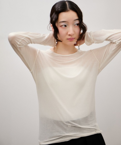 ADAM ET ROPE'(アダムエロペ)の「ロングスリーブカットソー(Tシャツ/カットソー・レディース・オフホワイト/ブラウン・FREE)」の13枚目の写真