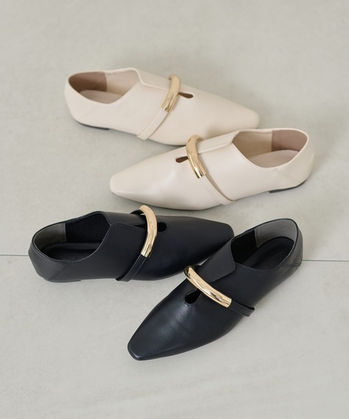 apres jour clair(アプレジュールクレア)の「【apres jour clair】ゴールドモチーフフラットシューズ(パンプス・レディース・アイボリー/ブラック・LARGE/SMALL/MEDIUM/X-LARGE)」の10枚目の写真