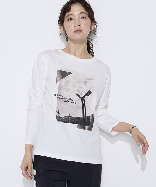 COMME CA(コムサ)の「〔 Sサイズ 〕 スーピマバイオシルスムース プリントTシャツ(Tシャツ/カットソー・レディース・ホワイト・5号)」の3枚目の写真