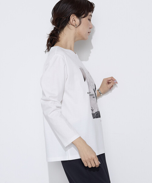 COMME CA(コムサ)の「〔 Sサイズ 〕 スーピマバイオシルスムース プリントTシャツ(Tシャツ/カットソー・レディース・ホワイト・5号)」の4枚目の写真
