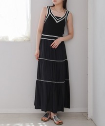 【S・Mサイズ展開】ニットドッキングティアードワンピース