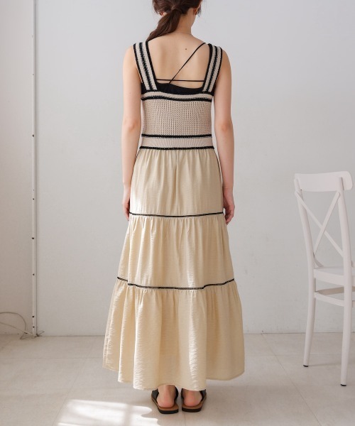 Bab(バブ)の「【S・Mサイズ展開】ニットドッキングティアードワンピース(ワンピース・レディース・ベージュ/ブラック/ライトグリーン・SMALL/MEDIUM)」の15枚目の写真