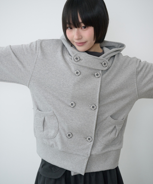 BAUF（バウフ）の「ダブルボタンフードジャケット[グレー]（パーカー・レディース・その他・FREE）」の3枚目の写真