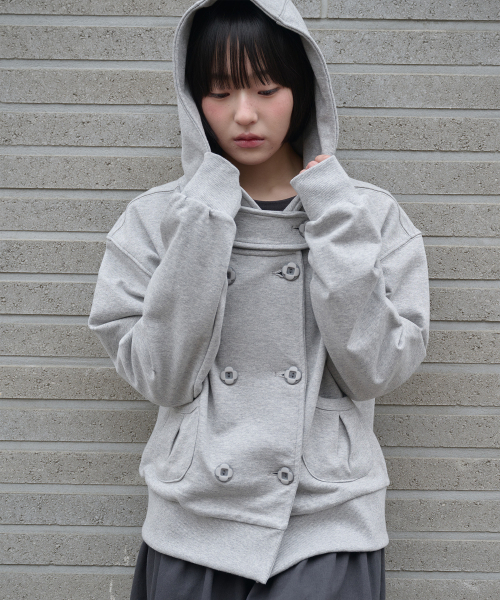 BAUF（バウフ）の「ダブルボタンフードジャケット[グレー]（パーカー・レディース・その他・FREE）」の4枚目の写真