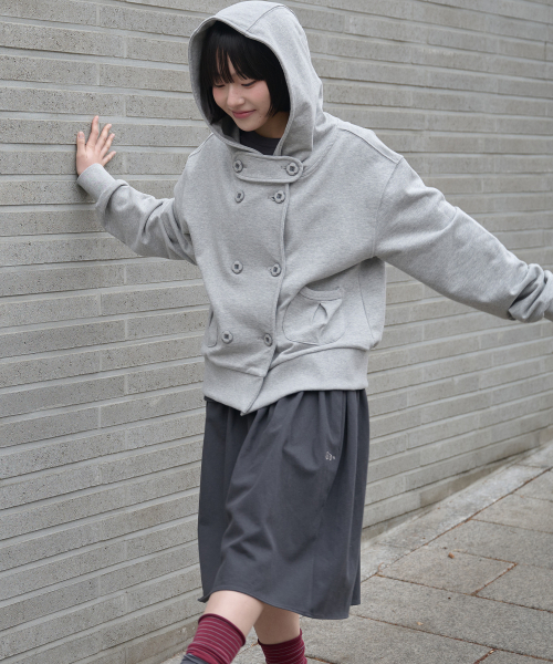 BAUF（バウフ）の「ダブルボタンフードジャケット[グレー]（パーカー・レディース・その他・FREE）」の5枚目の写真