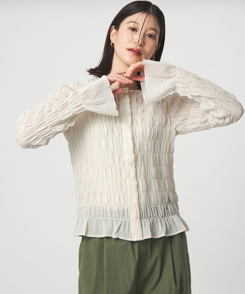 セール】【WEB限定】＜at ease＞シアー サッカーライク クルーネック