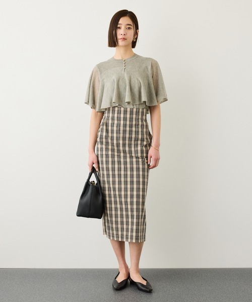 ROPE'（ロペ）の「[美人スカート]【DEVEAUX(デヴォー)】別注ハイストレッチチェックポケット付きタイトスカート/イージーケア/26SS（スカート・レディース・ベージュ・36/38）」の5枚目の写真