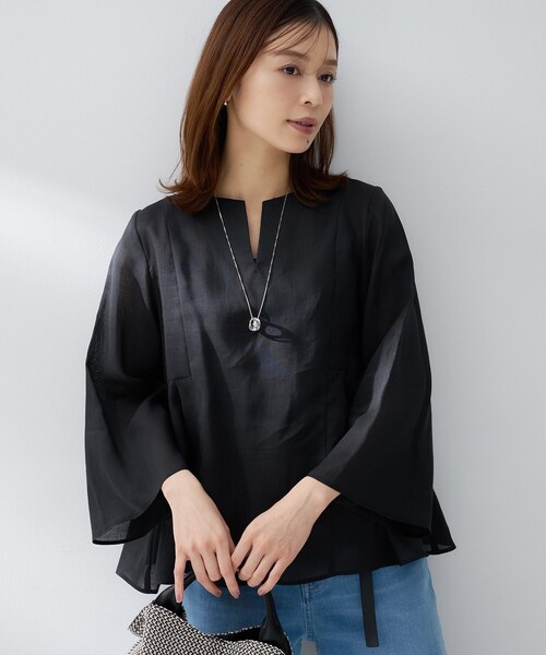[接触冷感/麻混/洗える] Dory T‑knit блус — охлаждающая трикотажная блуза