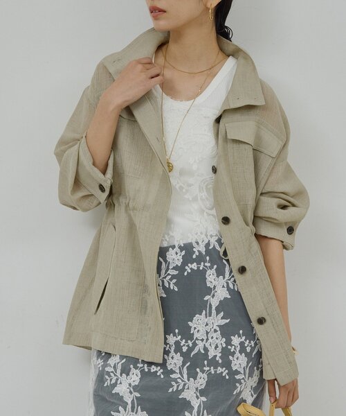 GALLARDAGALANTE(ガリャルダガランテ)の「【SACHIKOコラボ】シアーメッシュミリタリージャケット(ベスト・レディース・ブラック/モスグリーン・FREE)」の1枚目の写真