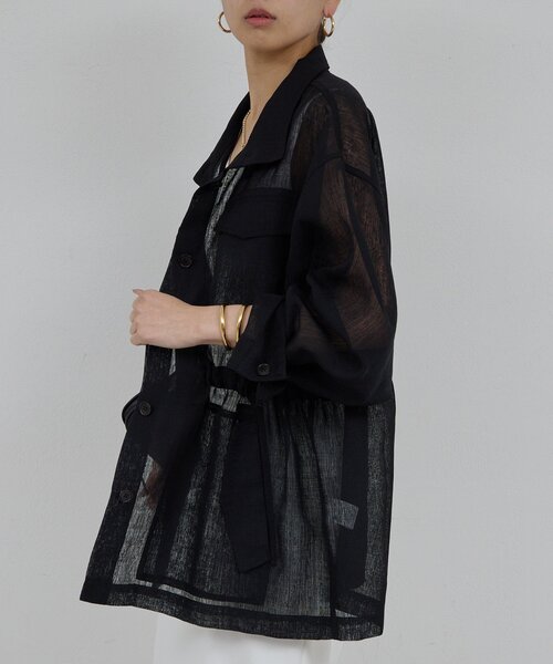 GALLARDAGALANTE(ガリャルダガランテ)の「【SACHIKOコラボ】シアーメッシュミリタリージャケット(ベスト・レディース・ブラック/モスグリーン・FREE)」の4枚目の写真