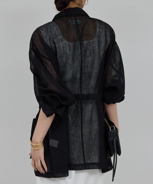 GALLARDAGALANTE(ガリャルダガランテ)の「【SACHIKOコラボ】シアーメッシュミリタリージャケット(ベスト・レディース・ブラック/モスグリーン・FREE)」の6枚目の写真