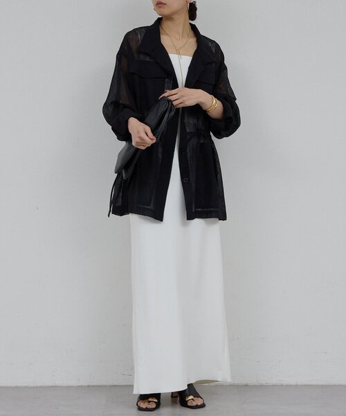 GALLARDAGALANTE(ガリャルダガランテ)の「【SACHIKOコラボ】シアーメッシュミリタリージャケット(ベスト・レディース・ブラック/モスグリーン・FREE)」の7枚目の写真