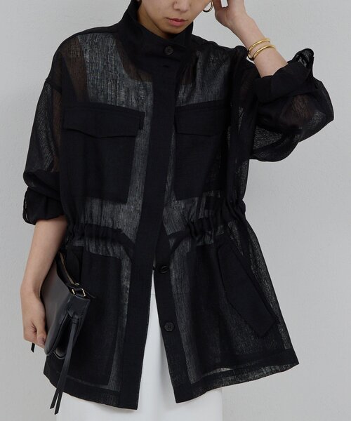 GALLARDAGALANTE(ガリャルダガランテ)の「【SACHIKOコラボ】シアーメッシュミリタリージャケット(ベスト・レディース・ブラック/モスグリーン・FREE)」の10枚目の写真