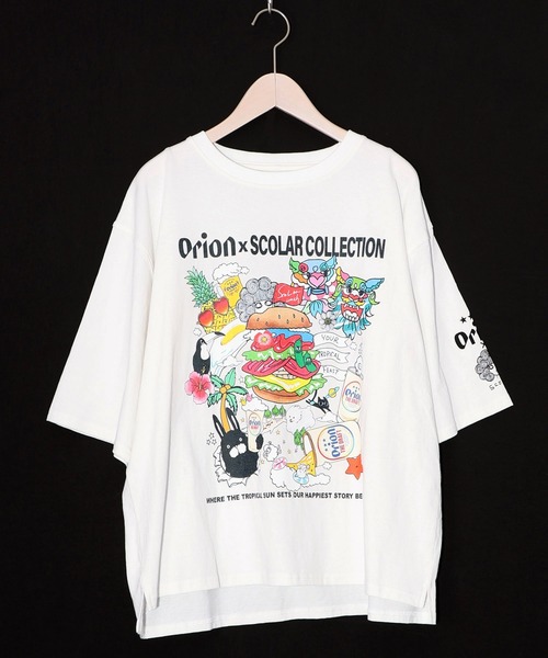 ScoLar(スカラー)の「161676:orion×ScoLar Happy Paradise Tシャツ(Tシャツ/カットソー・レディース・パープル/オフホワイト/ブラック・L/M)」の2枚目の写真