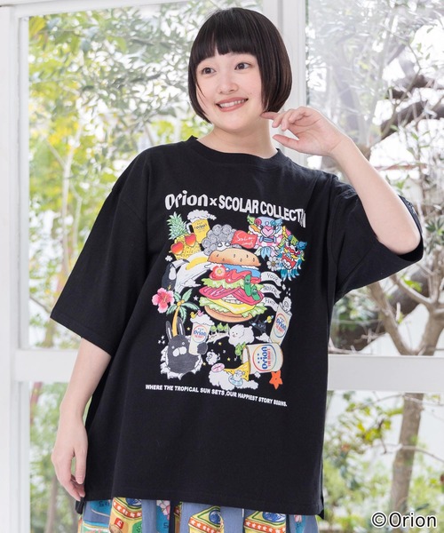 ScoLar(スカラー)の「161676:orion×ScoLar Happy Paradise Tシャツ(Tシャツ/カットソー・レディース・パープル/オフホワイト/ブラック・L/M)」の1枚目の写真