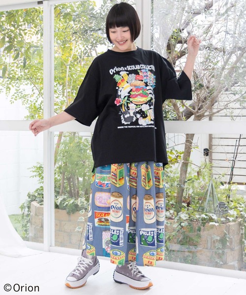 ScoLar(スカラー)の「161676:orion×ScoLar Happy Paradise Tシャツ(Tシャツ/カットソー・レディース・パープル/オフホワイト/ブラック・L/M)」の4枚目の写真