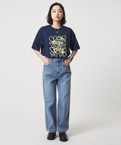 CITEN(シテン)の「<CITEN>ロゴフラワーT(Tシャツ/カットソー・レディース・ネイビー/ホワイト/ダークブラウン・FREE)」の4枚目の写真