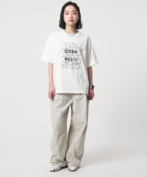 CITEN(シテン)の「<CITEN>ロゴフラワーT(Tシャツ/カットソー・レディース・ネイビー/ホワイト/ダークブラウン・FREE)」の6枚目の写真