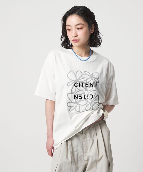 CITEN(シテン)の「<CITEN>ロゴフラワーT(Tシャツ/カットソー・レディース・ネイビー/ホワイト/ダークブラウン・FREE)」の7枚目の写真