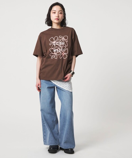 CITEN(シテン)の「<CITEN>ロゴフラワーT(Tシャツ/カットソー・レディース・ネイビー/ホワイト/ダークブラウン・FREE)」の8枚目の写真