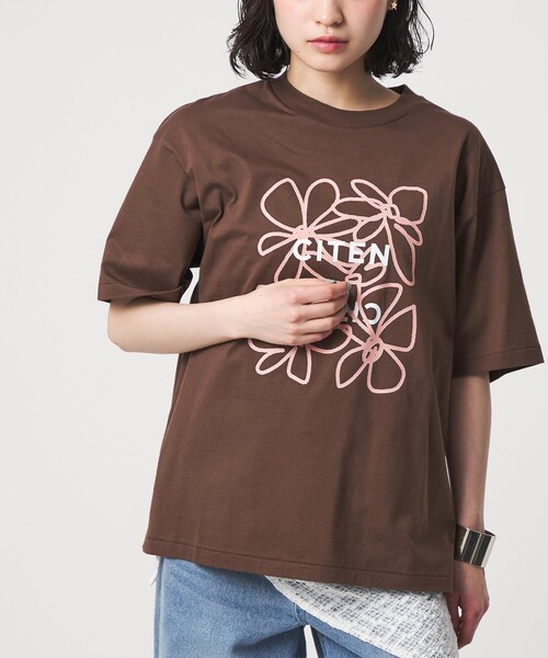 CITEN(シテン)の「<CITEN>ロゴフラワーT(Tシャツ/カットソー・レディース・ネイビー/ホワイト/ダークブラウン・FREE)」の9枚目の写真