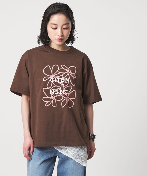 CITEN(シテン)の「<CITEN>ロゴフラワーT(Tシャツ/カットソー・レディース・ネイビー/ホワイト/ダークブラウン・FREE)」の6枚目の写真