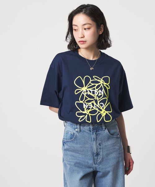 CITEN(シテン)の「<CITEN>ロゴフラワーT(Tシャツ/カットソー・レディース・ネイビー/ホワイト/ダークブラウン・FREE)」の4枚目の写真