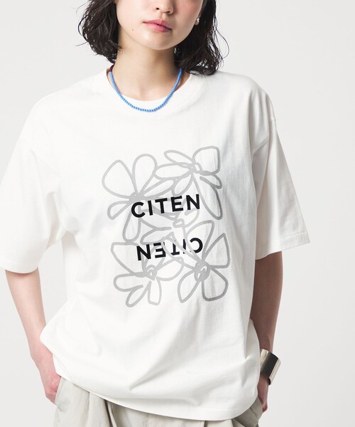 CITEN(シテン)の「<CITEN>ロゴフラワーT(Tシャツ/カットソー・レディース・ネイビー/ホワイト/ダークブラウン・FREE)」の5枚目の写真
