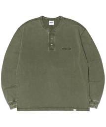 DAMAGED HENLEY NECK SHIRT - WASHED KHAKI