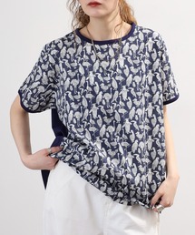 BRODIAEA リバティープリント鳥柄Tシャツ 日本製 半袖