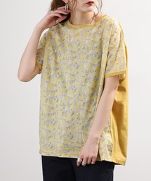 BRODIAEA リバティープリント鳥柄Tシャツ 日本製 半袖