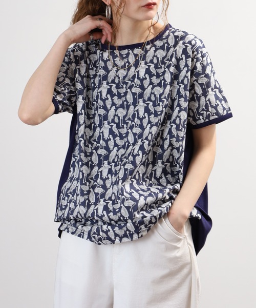 BRODIAEA(ブローディア)の「BRODIAEA リバティープリント鳥柄Tシャツ 日本製 半袖(Tシャツ/カットソー・レディース・ネイビー/イエロー/オフホワイト・40)」の18枚目の写真
