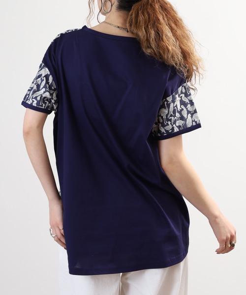 BRODIAEA(ブローディア)の「BRODIAEA リバティープリント鳥柄Tシャツ 日本製 半袖(Tシャツ/カットソー・レディース・ネイビー/イエロー/オフホワイト・40)」の22枚目の写真