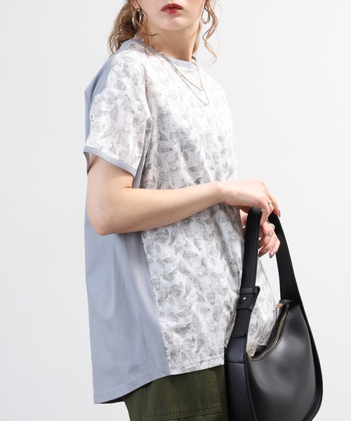 BRODIAEA(ブローディア)の「BRODIAEA リバティープリント鳥柄Tシャツ 日本製 半袖(Tシャツ/カットソー・レディース・ネイビー/イエロー/オフホワイト・40)」の14枚目の写真