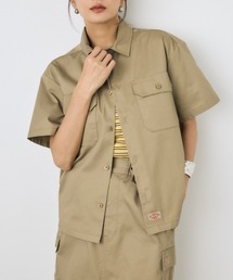 セットアップ対応【Dickies×AZUL】ワークシャツ　春服　秋服　初夏　ディッキーズ　コラボ　半袖　2サイズ展開【身長/骨格別着用画像あり】