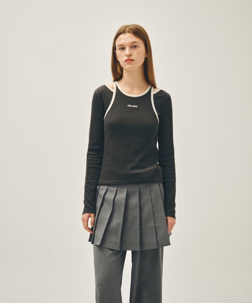 MARITHE + FRANCOIS GIRBAUD(マリテフランソワジルボー)の「W SLEEVELESS LAYERED LONG SLEEVE TEE(Tシャツ/カットソー・レディース・アイボリー/チャコール・MEDIUM/SMALL)」の2枚目の写真