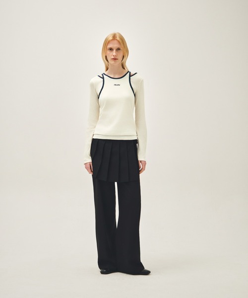 MARITHE + FRANCOIS GIRBAUD(マリテフランソワジルボー)の「W SLEEVELESS LAYERED LONG SLEEVE TEE(Tシャツ/カットソー・レディース・アイボリー/チャコール・MEDIUM/SMALL)」の3枚目の写真