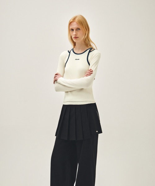MARITHE + FRANCOIS GIRBAUD(マリテフランソワジルボー)の「W SLEEVELESS LAYERED LONG SLEEVE TEE(Tシャツ/カットソー・レディース・アイボリー/チャコール・MEDIUM/SMALL)」の5枚目の写真