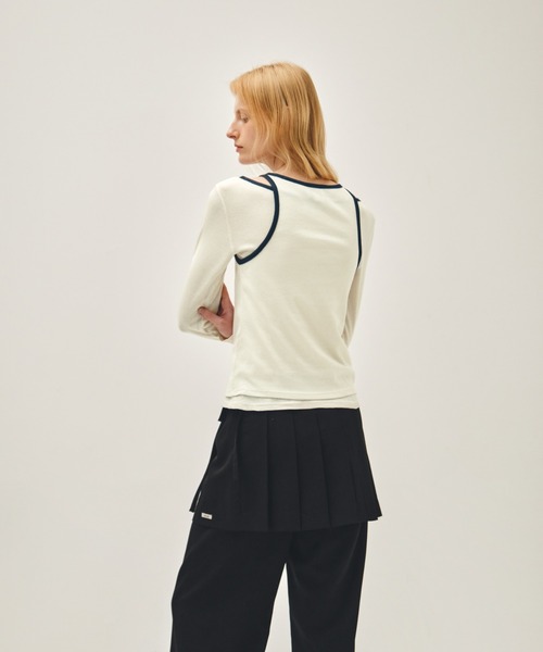 MARITHE + FRANCOIS GIRBAUD(マリテフランソワジルボー)の「W SLEEVELESS LAYERED LONG SLEEVE TEE(Tシャツ/カットソー・レディース・アイボリー/チャコール・MEDIUM/SMALL)」の7枚目の写真