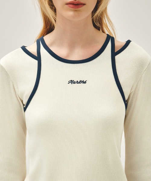 MARITHE + FRANCOIS GIRBAUD(マリテフランソワジルボー)の「W SLEEVELESS LAYERED LONG SLEEVE TEE(Tシャツ/カットソー・レディース・アイボリー/チャコール・MEDIUM/SMALL)」の8枚目の写真