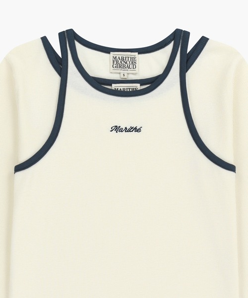 MARITHE + FRANCOIS GIRBAUD(マリテフランソワジルボー)の「W SLEEVELESS LAYERED LONG SLEEVE TEE(Tシャツ/カットソー・レディース・アイボリー/チャコール・MEDIUM/SMALL)」の13枚目の写真