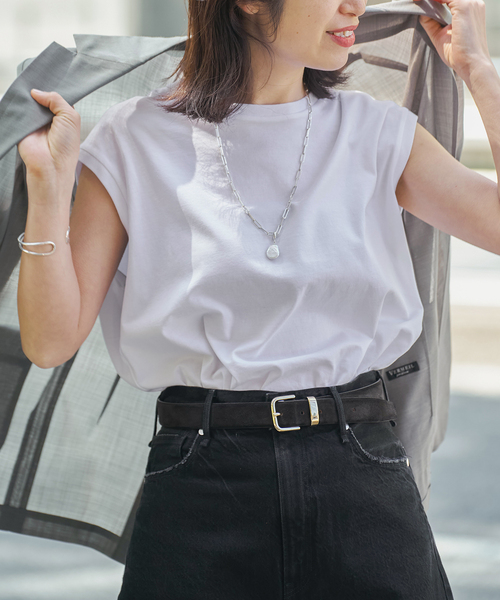 VERMEIL par iena(ヴェルメイユパーイエナ)の「ディオラマ クルーネック フレンチ Tシャツ(Tシャツ/カットソー・レディース・ブラック/ホワイト・FREE)」の3枚目の写真