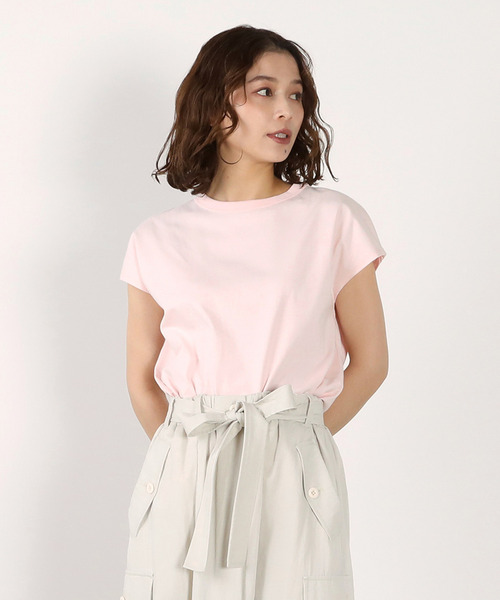 LOGEMENT DE CLAIRE(ロジュモンドクレール)の「フレンチスリーブTシャツ(Tシャツ/カットソー・レディース・ブルー系その他/オフホワイト/ライトピンク/ダークブラウン・FREE)」の4枚目の写真