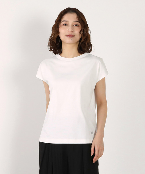 LOGEMENT DE CLAIRE(ロジュモンドクレール)の「フレンチスリーブTシャツ(Tシャツ/カットソー・レディース・ブルー系その他/オフホワイト/ライトピンク/ダークブラウン・FREE)」の2枚目の写真