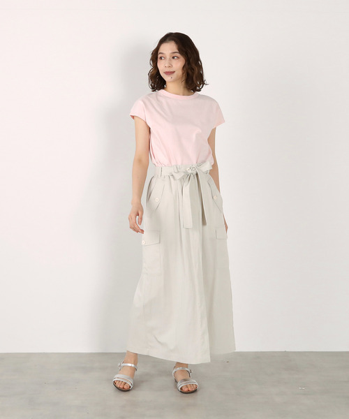 LOGEMENT DE CLAIRE(ロジュモンドクレール)の「フレンチスリーブTシャツ(Tシャツ/カットソー・レディース・ブルー系その他/オフホワイト/ライトピンク/ダークブラウン・FREE)」の6枚目の写真